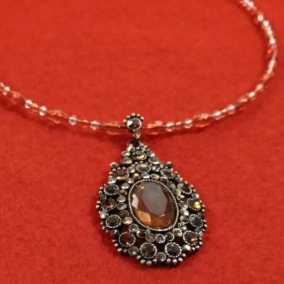 Monet Wired Necklace Teardrop Pendant and Earrings - Picture 7 of 9